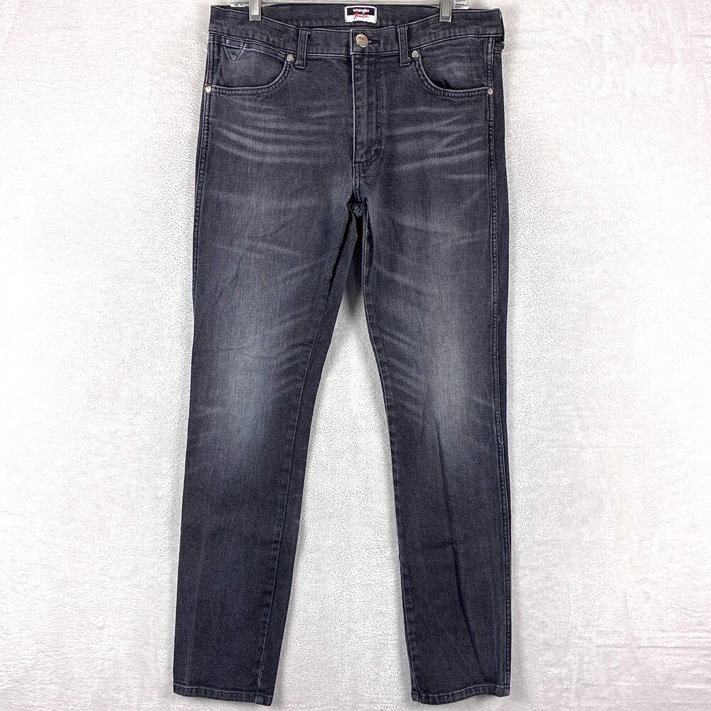 Wrangler Fender Jeans Mens 34x34 Black Faded Whiskered Larston Slim Tapered